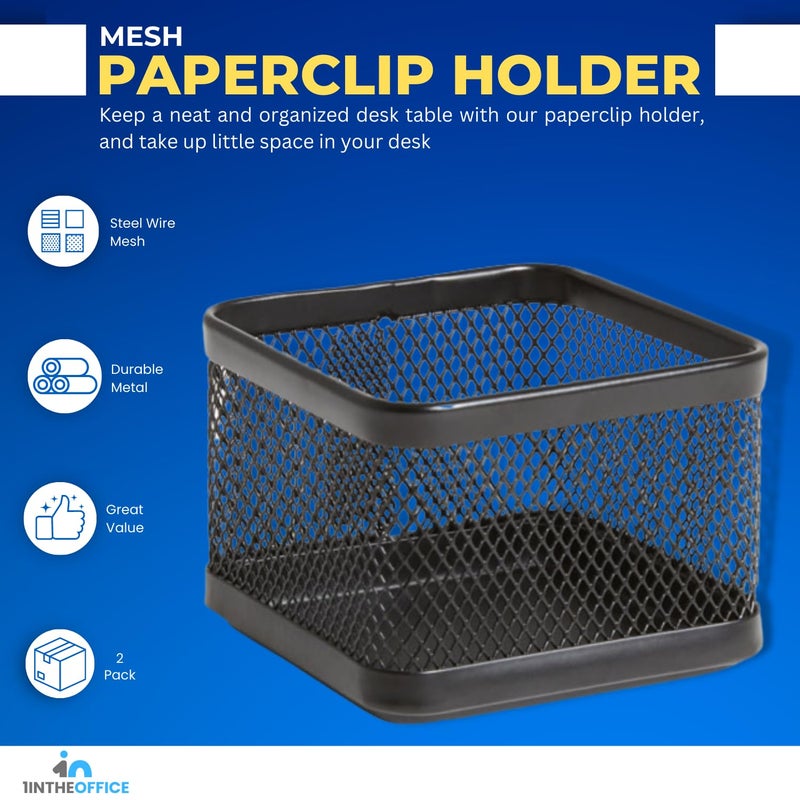 1InTheOffice Mesh Paperclip Holder For desk, Paperclip Holder Desk Accessories Holder(2 Pack) - Image 2